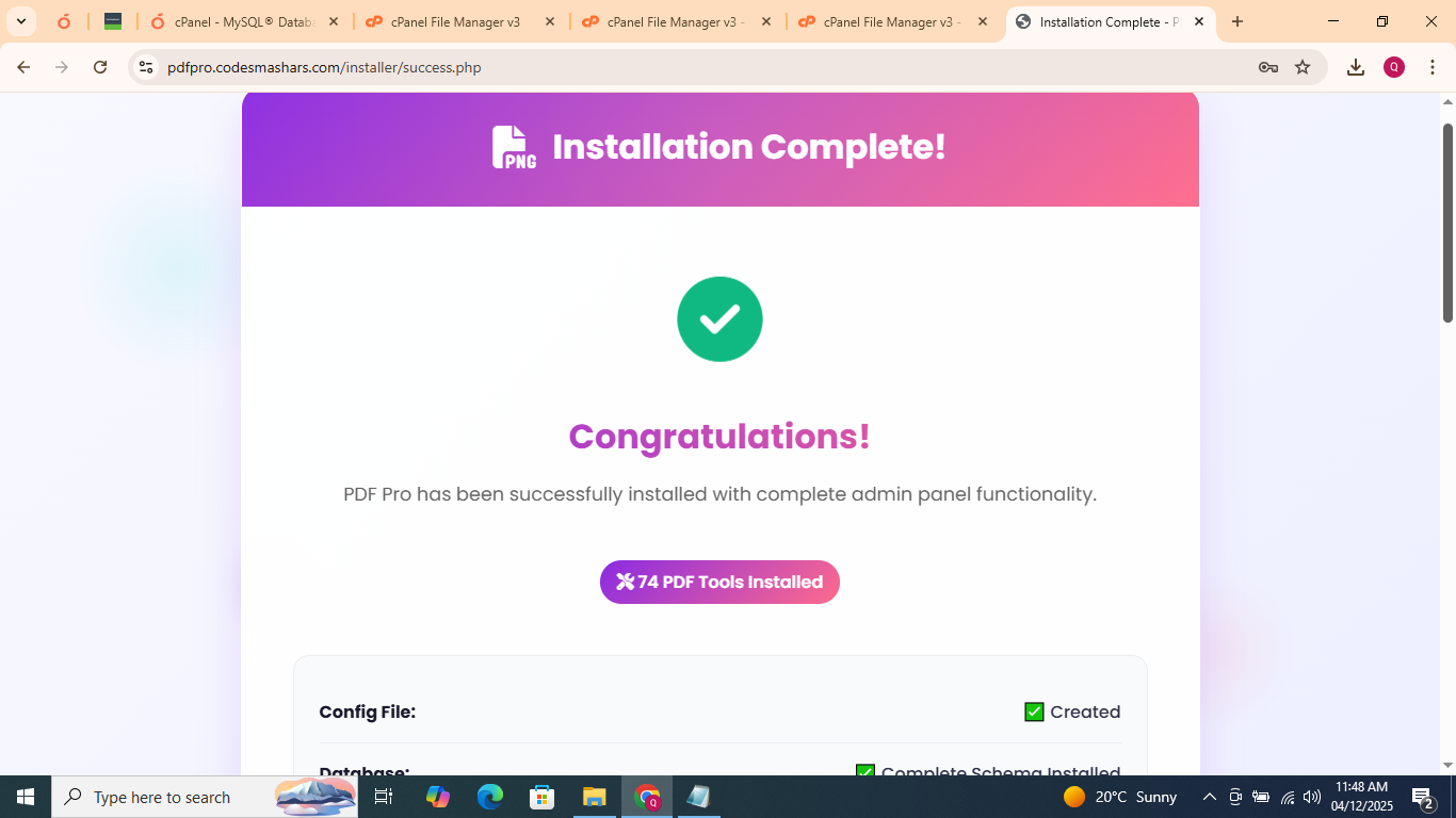 Installation Progress Screen